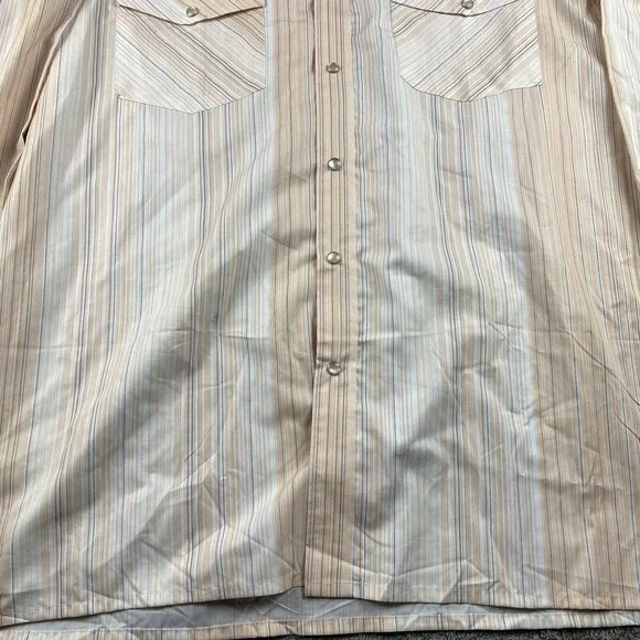 Desire Collection Long Sleeve Dress Shirt Mens Large Orange White Stripes - Picture 2 of 16